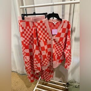 Cozy Checkered Set in Red and Pink
